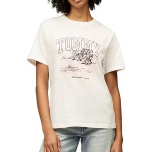 Tommy Jeans Womens Relaxed Tonal Tropics Graphic Tee XXS White / Cream